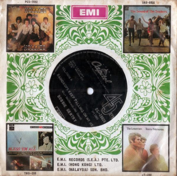 Bobbie Gentry-Raindrops Keep Falling On My Head Hong Kong 45" Single New & Rare
